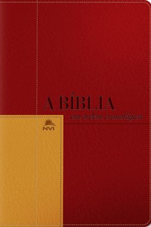 Bíblia NVI em Ordem Cronológica – Capa Luxo Vermelho e Mostarda