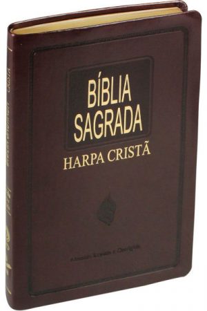 Bíblia Sagrada com Harpa Cristã – Capa de couro sintético marrom nobre