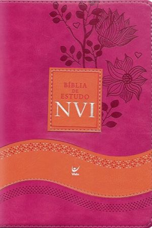 Bíblia de Estudo NVI – Capa Feminina – Luxo Rosa e Laranja