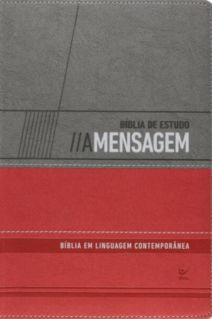 Bíblia de Estudo a Mensagem Capa Cinza e Vermelho