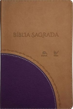 Bíblia NVI Média luxo – Marrom claro e Vinho