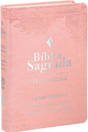 Bíblia Sagrada Letra Gigante com Harpa Cristã – Capa sintética flexível, rosa: Almeida Revista e Corrigida (ARC)
