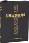 Bíblia Linha Ouro – Cruz, Letra Grande, capa preta, índice impresso, beira pintada e zíper: Almeida Revista e Corrigida (ARC)