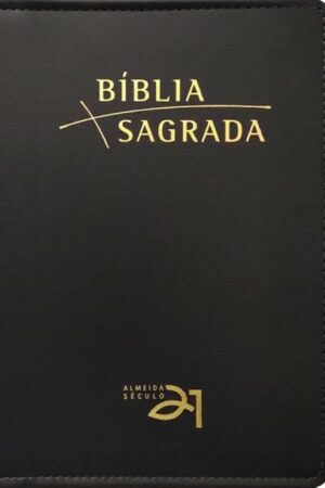 Bíblia A21 Luxo – couro simulado preto c/ referências cruzadas