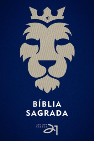 Capa da Bíblia Almeida Século 21, Brochura, com capa design Leão e referências cruzadas, Letra Média. Editora Vida Nova